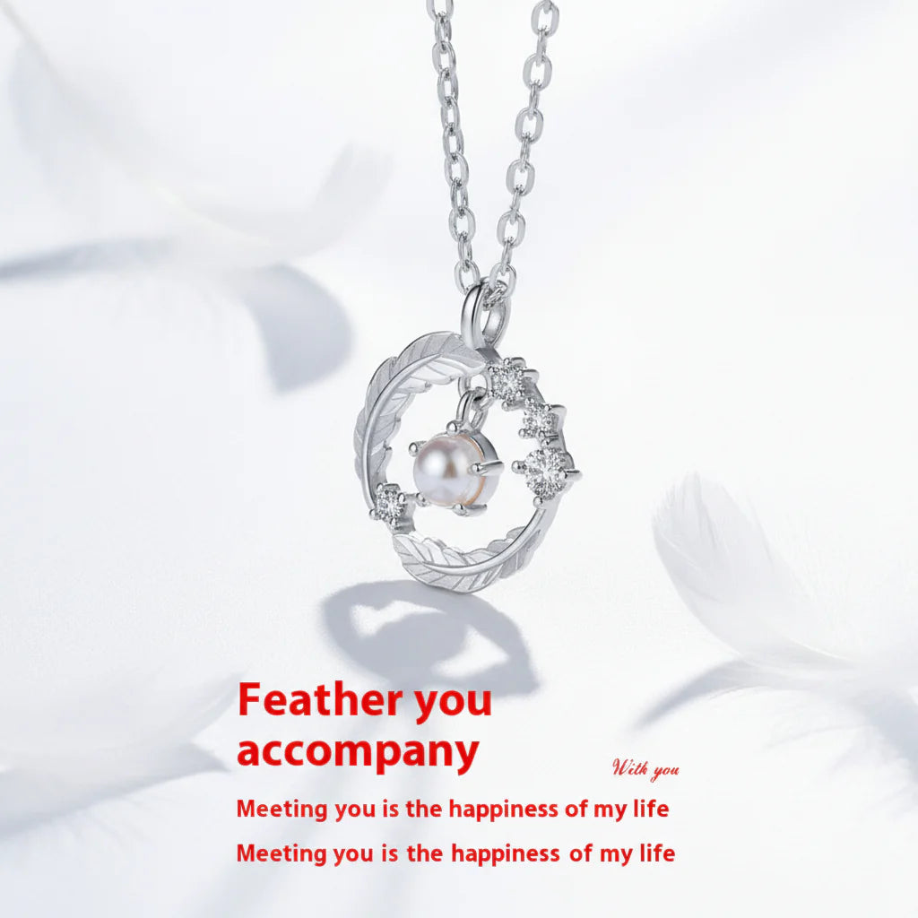 925 Silver Plated Feather Pendant Necklace with Moonstone Bead – Color Changing Aurora Choker for Women