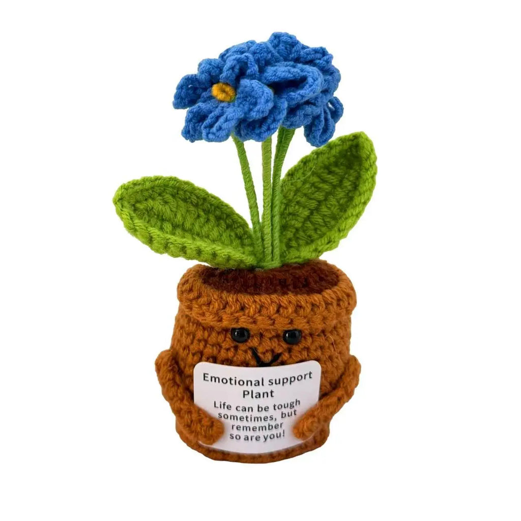 Handmade Crochet Flower Pot - Emotional Support Plant with Heartwarming Message, Decor for Room Decor, Perfect Gift for Loved Ones