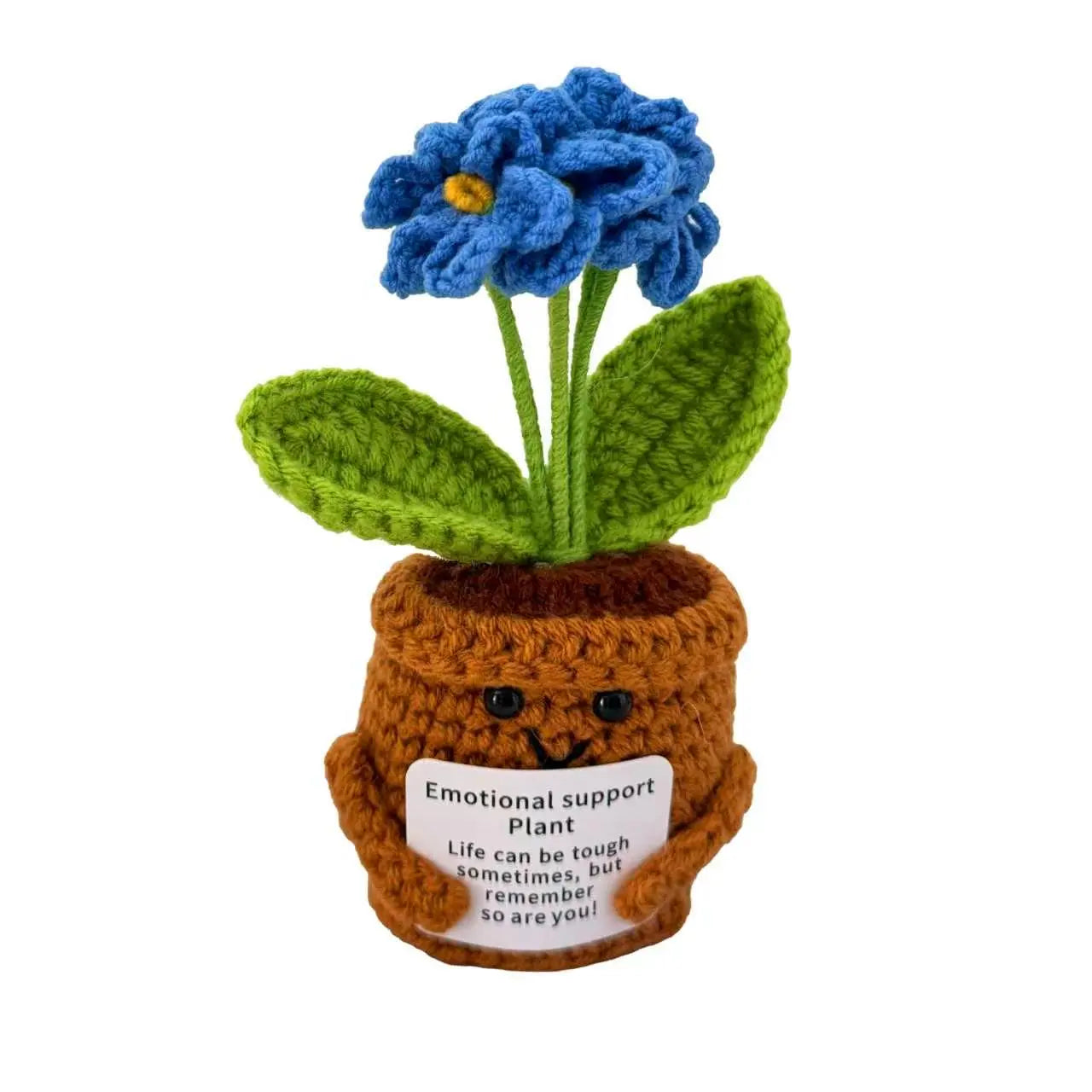 Handmade Crochet Flower Pot - Emotional Support Plant with Heartwarming Message, Decor for Room Decor, Perfect Gift for Loved Ones