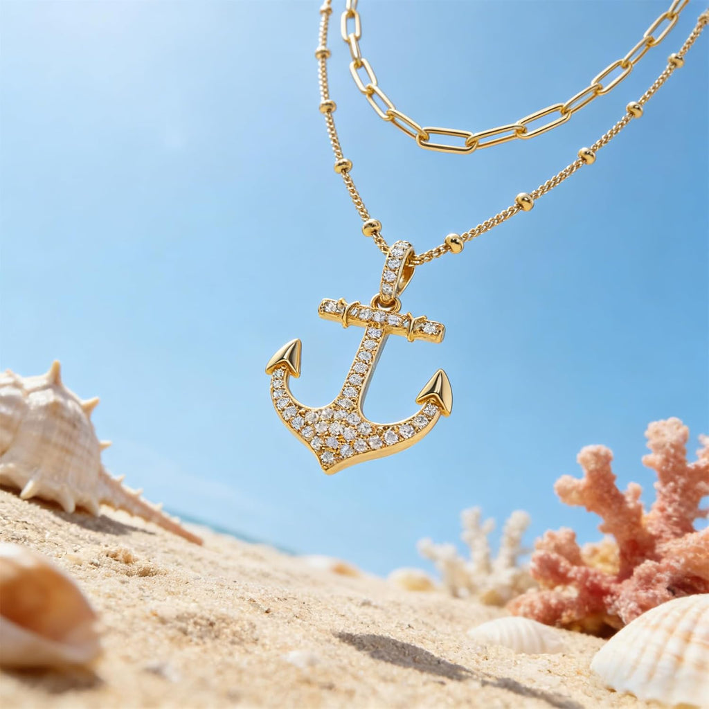 Layered Heart Necklace Pendant Handmade 18K Gold Plated Dainty Gold Choker Arrow Bar Layering Long Necklace for Women