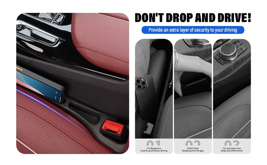 Car Seat Gap Filler, Seat Side Gap Filler with Organizer, 2 In1 Seat Crevice Blocker, Universal Fit Car SUV Truck Fill the Gap between Seat & Console 2 Pack