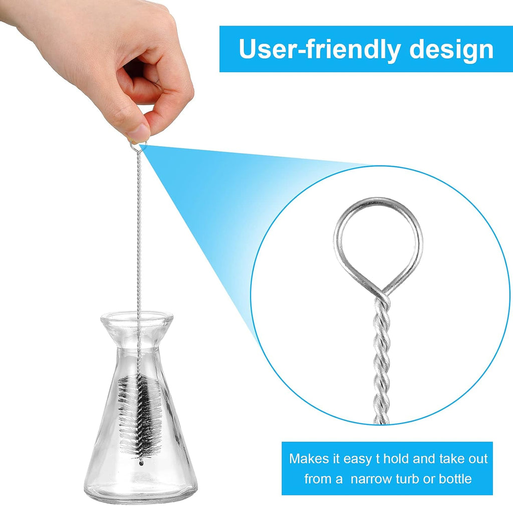 Reusable Straw Cleaning Brushes Bottle Test Tube Long Straw Cleaning Brush Nylon Washing Tool Reusable Bottle Brush in Different Size (Blue-Black,16 Pieces)