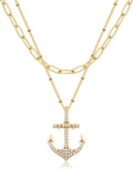 Layered Heart Necklace Pendant Handmade 18K Gold Plated Dainty Gold Choker Arrow Bar Layering Long Necklace for Women