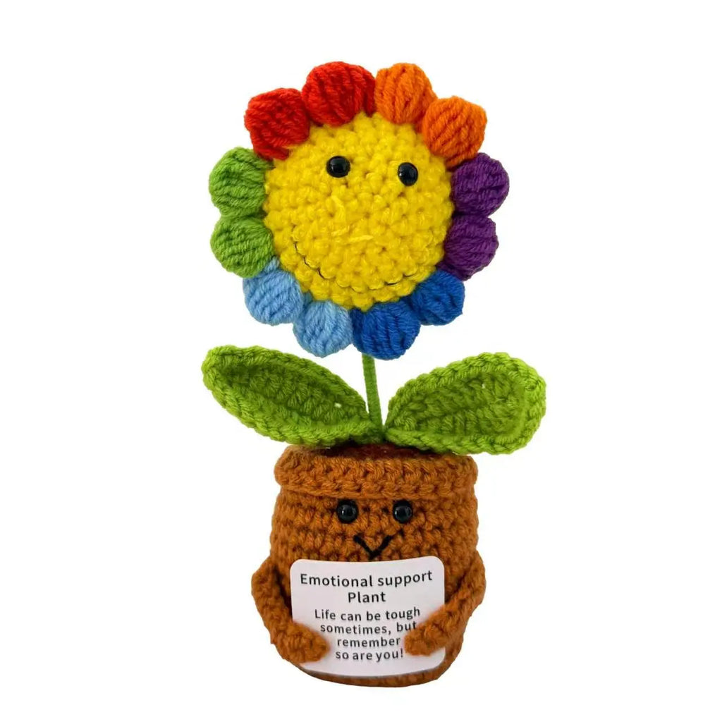 Handmade Crochet Flower Pot - Emotional Support Plant with Heartwarming Message, Decor for Room Decor, Perfect Gift for Loved Ones