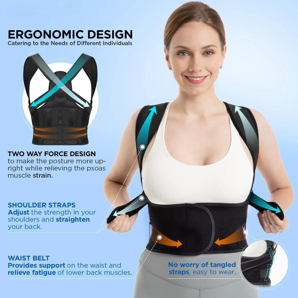 Adjustable Back Brace Posture Corrector for Men and Women, Medium