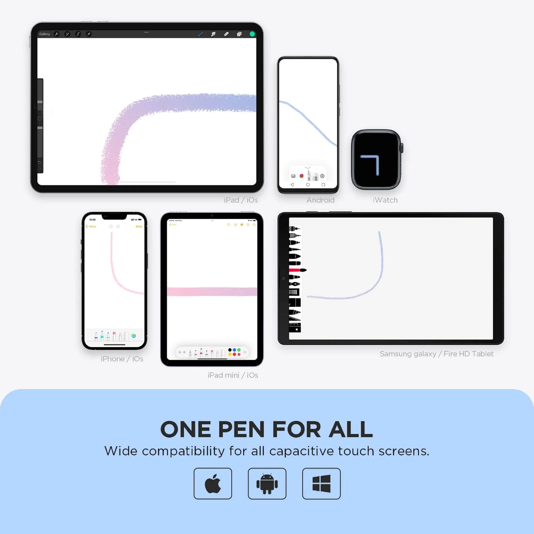 Touchscreen Stylus Pen with round Tip and Magnetic Cap, Compatible with Apple Ipad Pro/Ipad 6-9/Iphone, Smartphone, Samsung Galaxy Tab, Fire HD Tablets