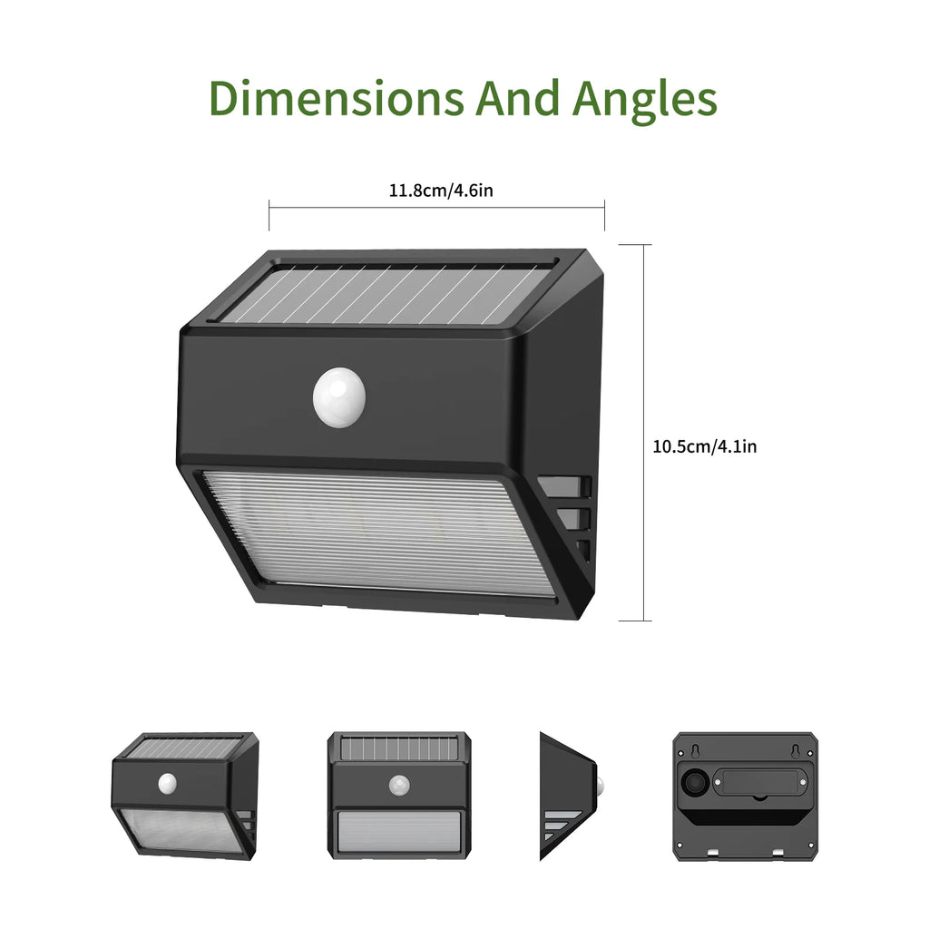 LED Solar Powered Motion Outdoor Security Wall Light, Motion Activated, 200 Lumens