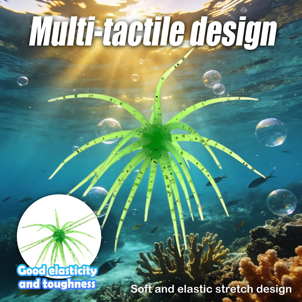 4Pcs Tentacle Creature Soft Fishing Lure Set - Japanese Sea Urchin & Worm Bait for Bass, Snakehead - Slow Sinking Wacky/Neko Rig
