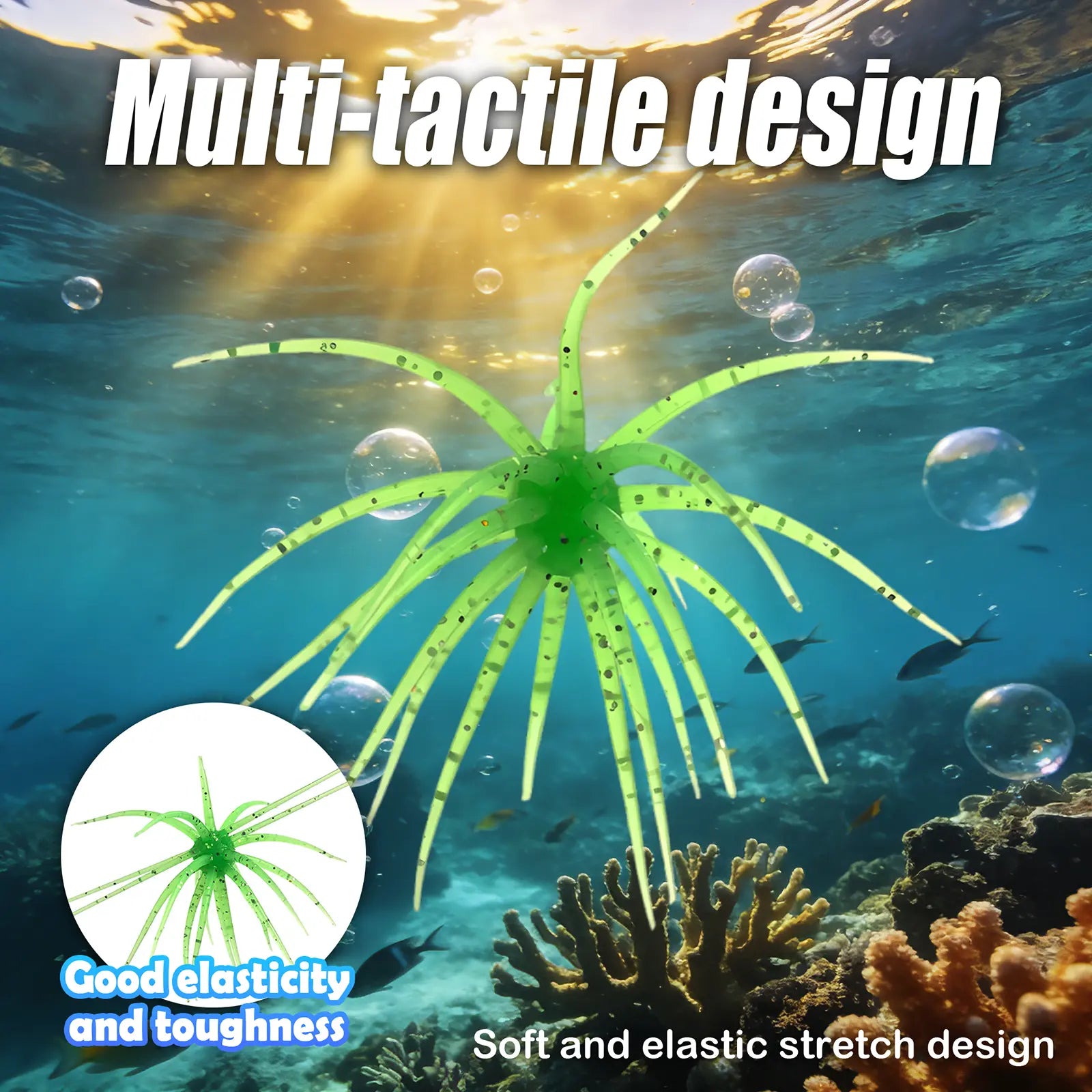 4Pcs Tentacle Creature Soft Fishing Lure Set - Japanese Sea Urchin & Worm Bait for Bass, Snakehead - Slow Sinking Wacky/Neko Rig