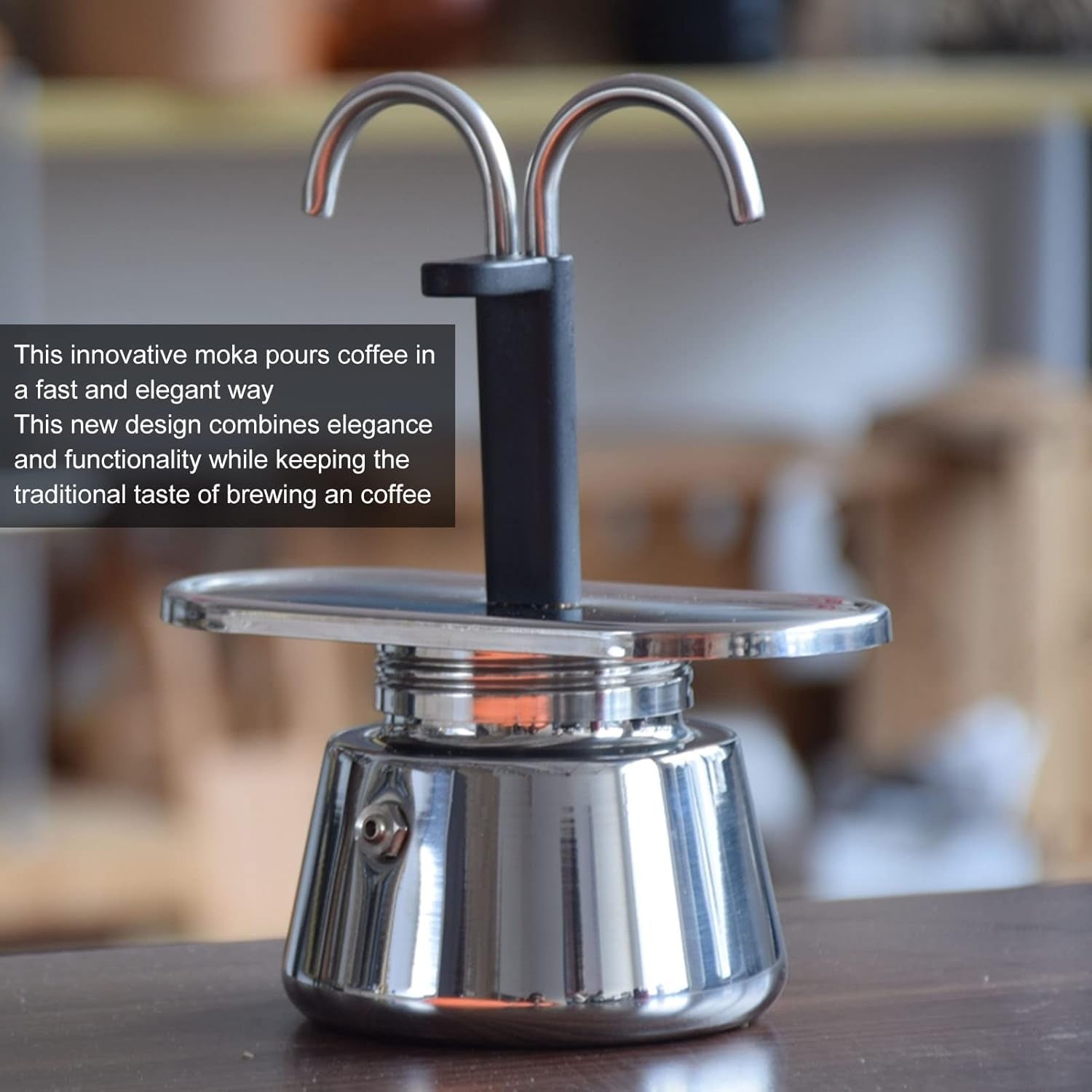 100ml Stainless Steel Mini Moka Pot - Classic Italian Double Tube Espresso Maker for Quick and Easy Stovetop Coffee Preparation for Family and Friends