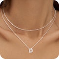 S925 Sterling Silver Plated Initial Necklaces for Women Girls CZ Letter D Necklace Set Birthday Easter Basket Stuffers Jewelry Gifts Teen Her Wife Mom Girlfriend Female Adults Kids Ideas