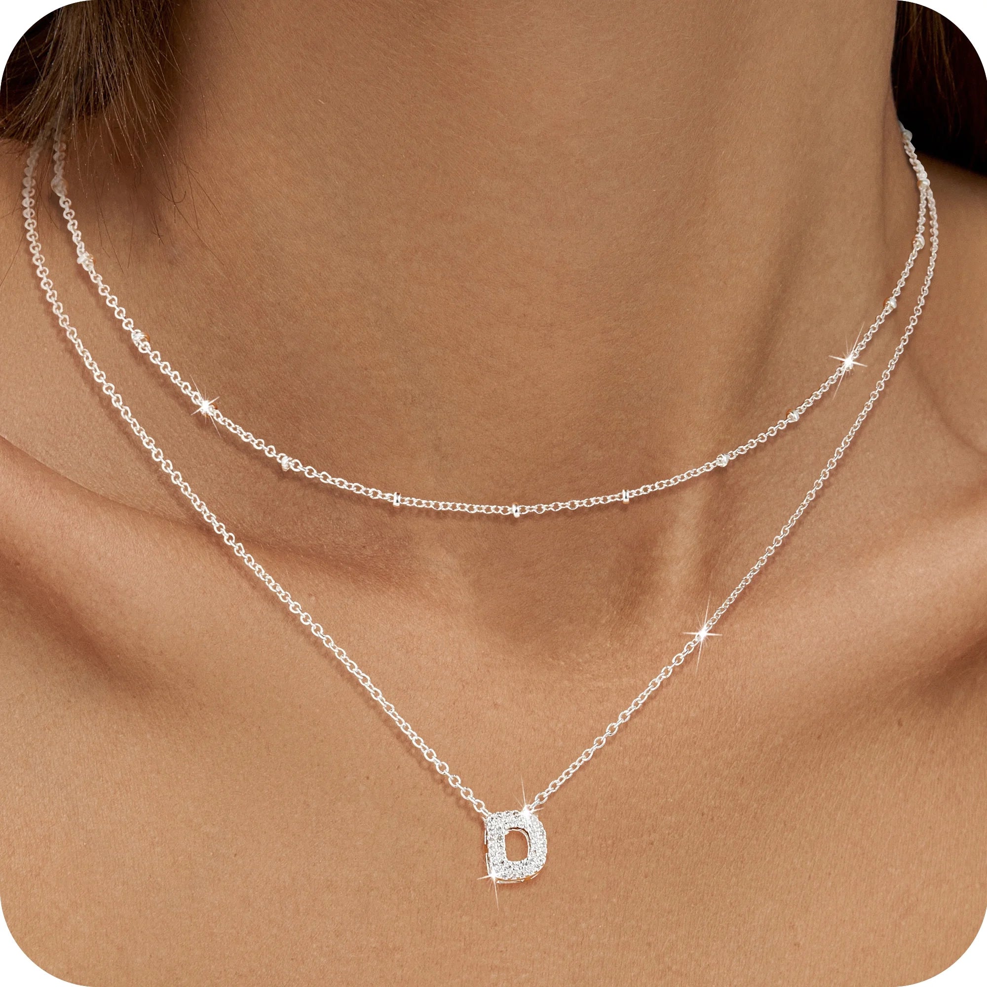S925 Sterling Silver Plated Initial Necklaces for Women Girls CZ Letter D Necklace Set Birthday Easter Basket Stuffers Jewelry Gifts Teen Her Wife Mom Girlfriend Female Adults Kids Ideas