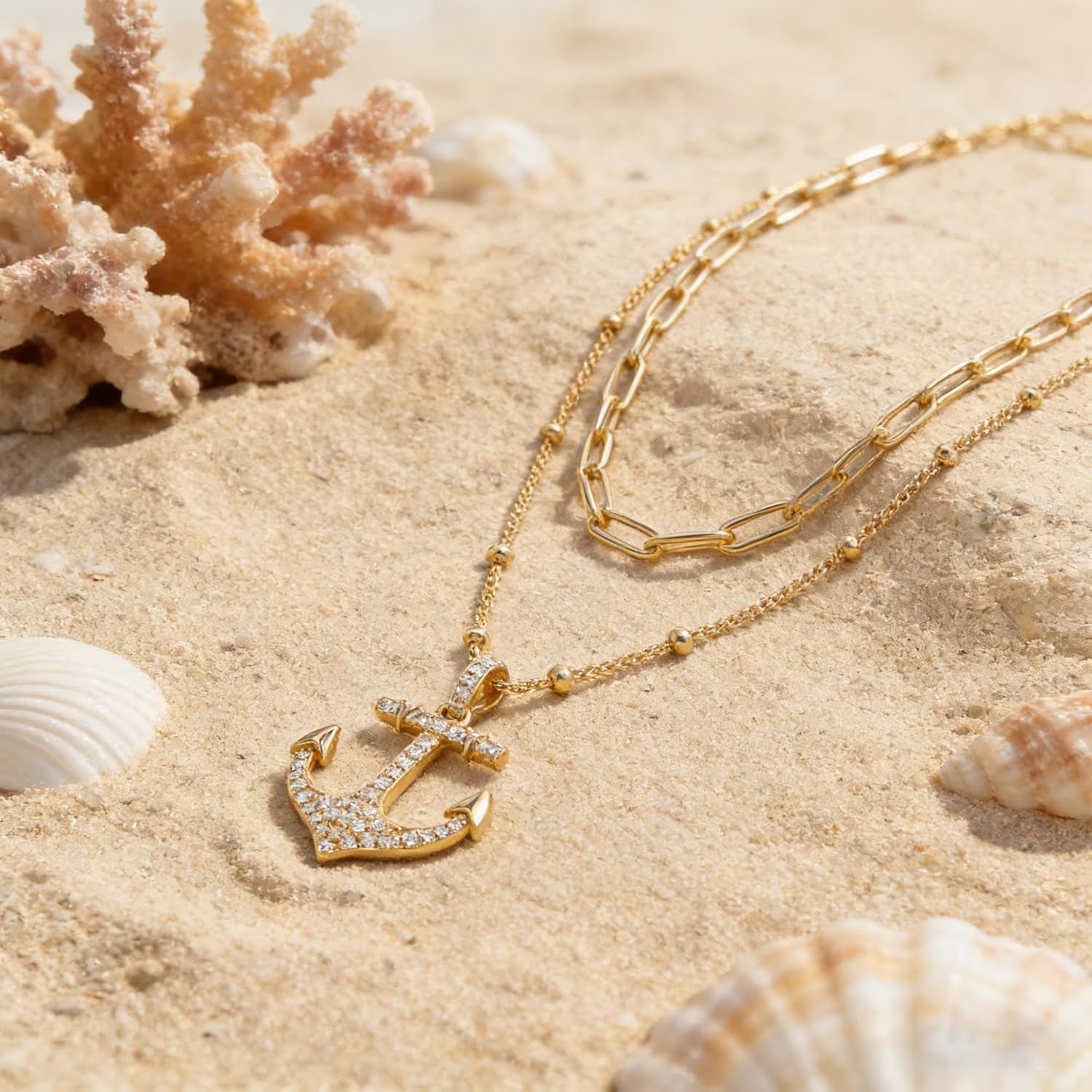 Layered Heart Necklace Pendant Handmade 18K Gold Plated Dainty Gold Choker Arrow Bar Layering Long Necklace for Women