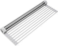 20.5 X 13.1 Inch Roll-Up Dish Drying Rack, Fits across Sink Openings up to 19.5 Inches, Heavy-Duty Premium Silicone, Strong Support, Non-Slip, Heat-Resistant, Warm Gray