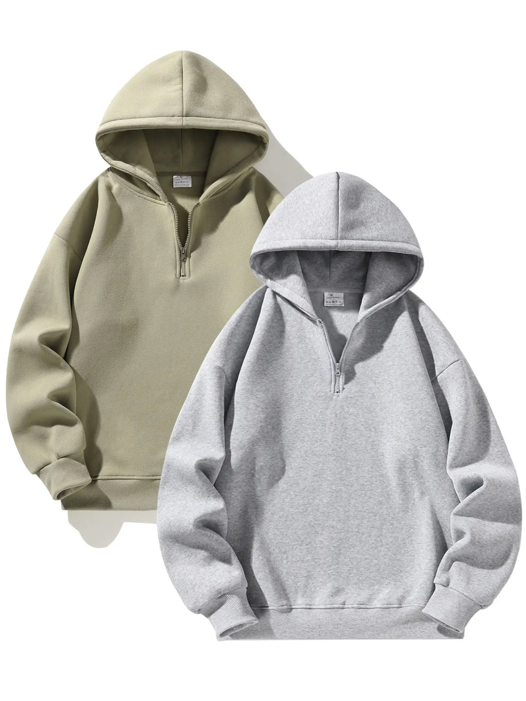 Men'S Plain Half Zip Drop Shoulder Essentials Hoodie, Regular Fit Fitted Casual Comfy Fit Long Sleeve Hooded Sweatshirt for Fall & Winter, Men'S Clothes for Daily Wear