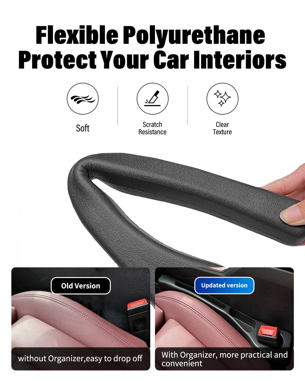 Car Seat Gap Filler, Seat Side Gap Filler with Organizer, 2 In1 Seat Crevice Blocker, Universal Fit Car SUV Truck Fill the Gap between Seat & Console 2 Pack
