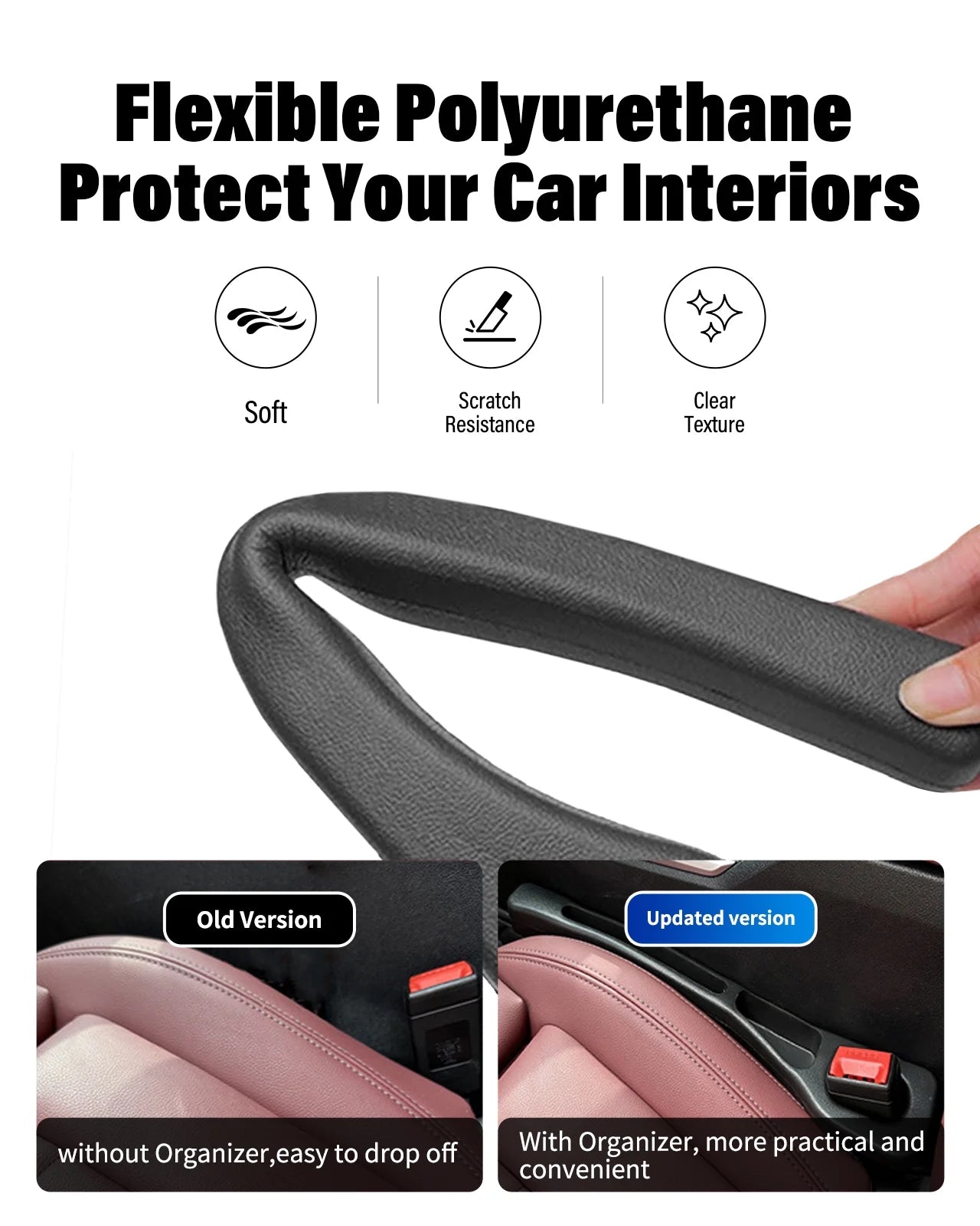 Car Seat Gap Filler, Seat Side Gap Filler with Organizer, 2 In1 Seat Crevice Blocker, Universal Fit Car SUV Truck Fill the Gap between Seat & Console 2 Pack