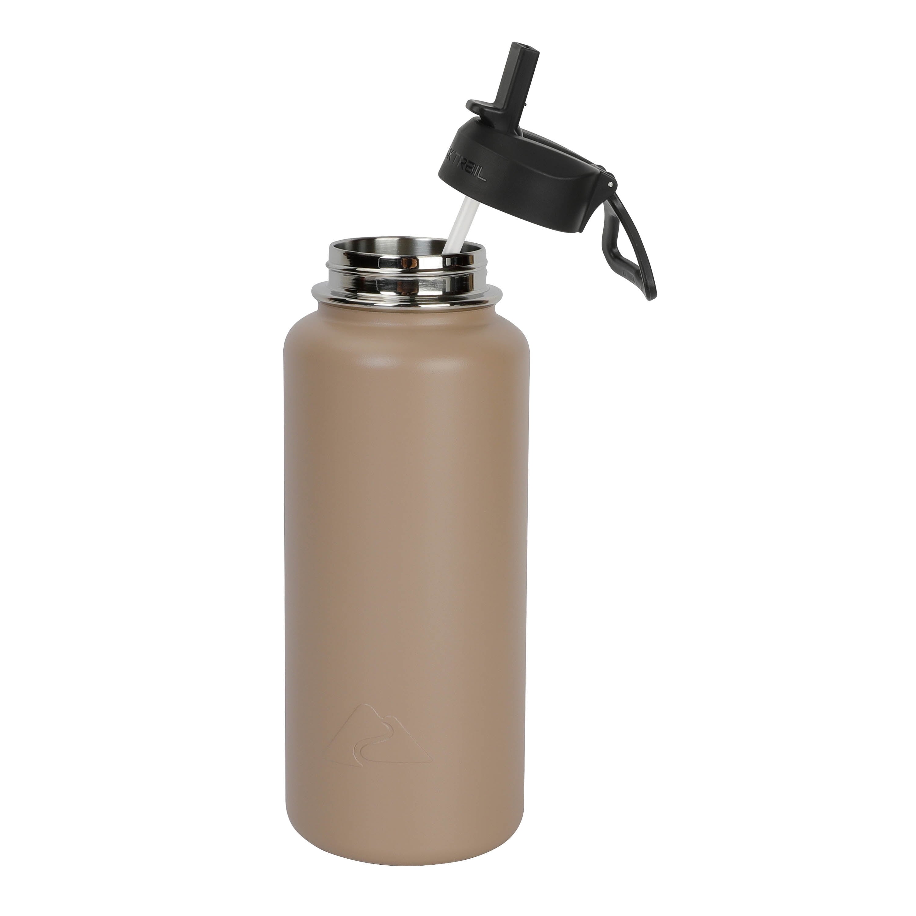 (3 Pack)  32 Oz Stainless Steel Insulated Flip-Straw Water Bottle, Tan