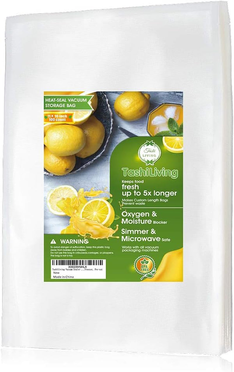 Vacuum Sealer Bags for Food 11X16 Inch - 100 Count,Gallon Size Freezer Sous Vide Pre-Cut Bags - 4Mil Bpa-Free