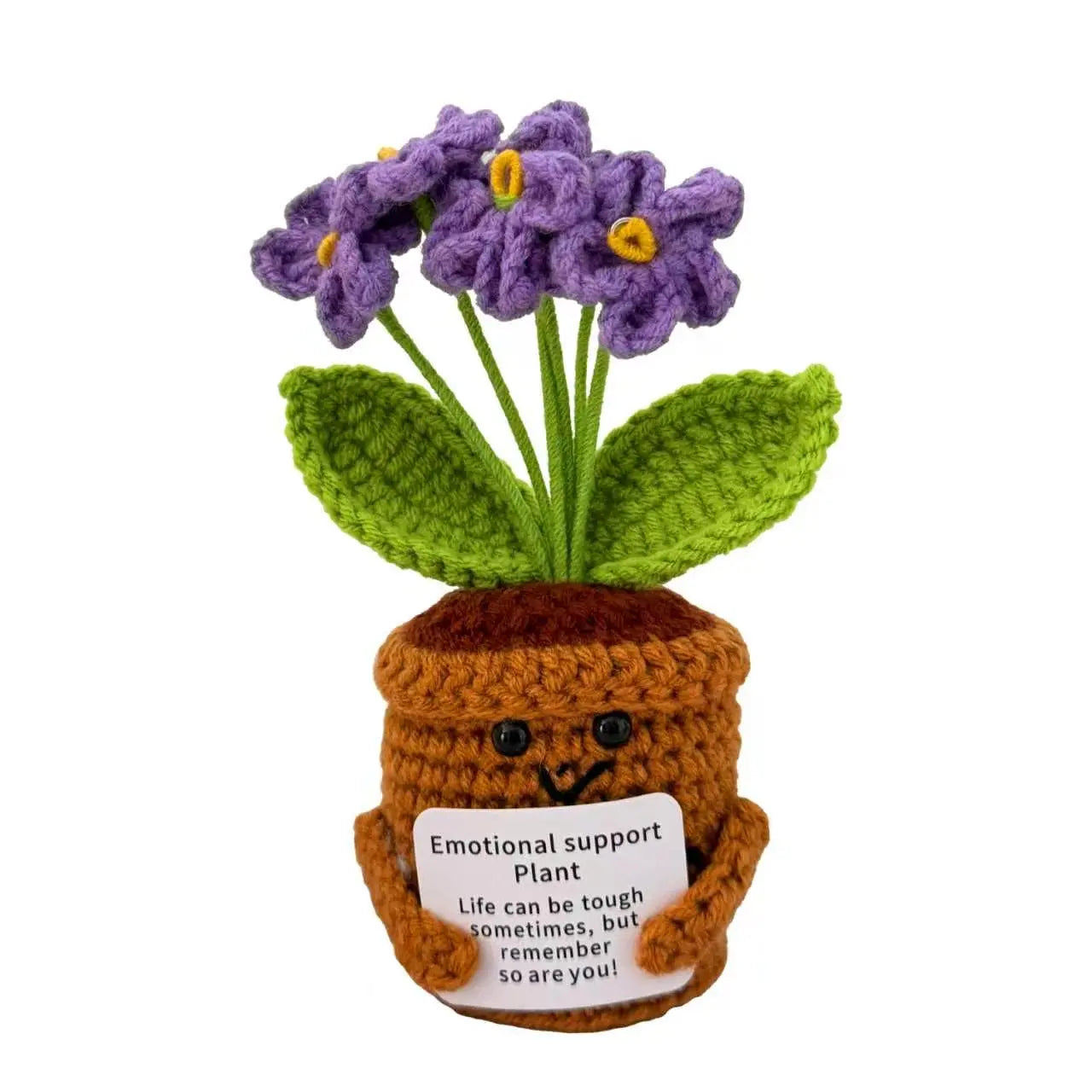 Handmade Crochet Flower Pot - Emotional Support Plant with Heartwarming Message, Decor for Room Decor, Perfect Gift for Loved Ones