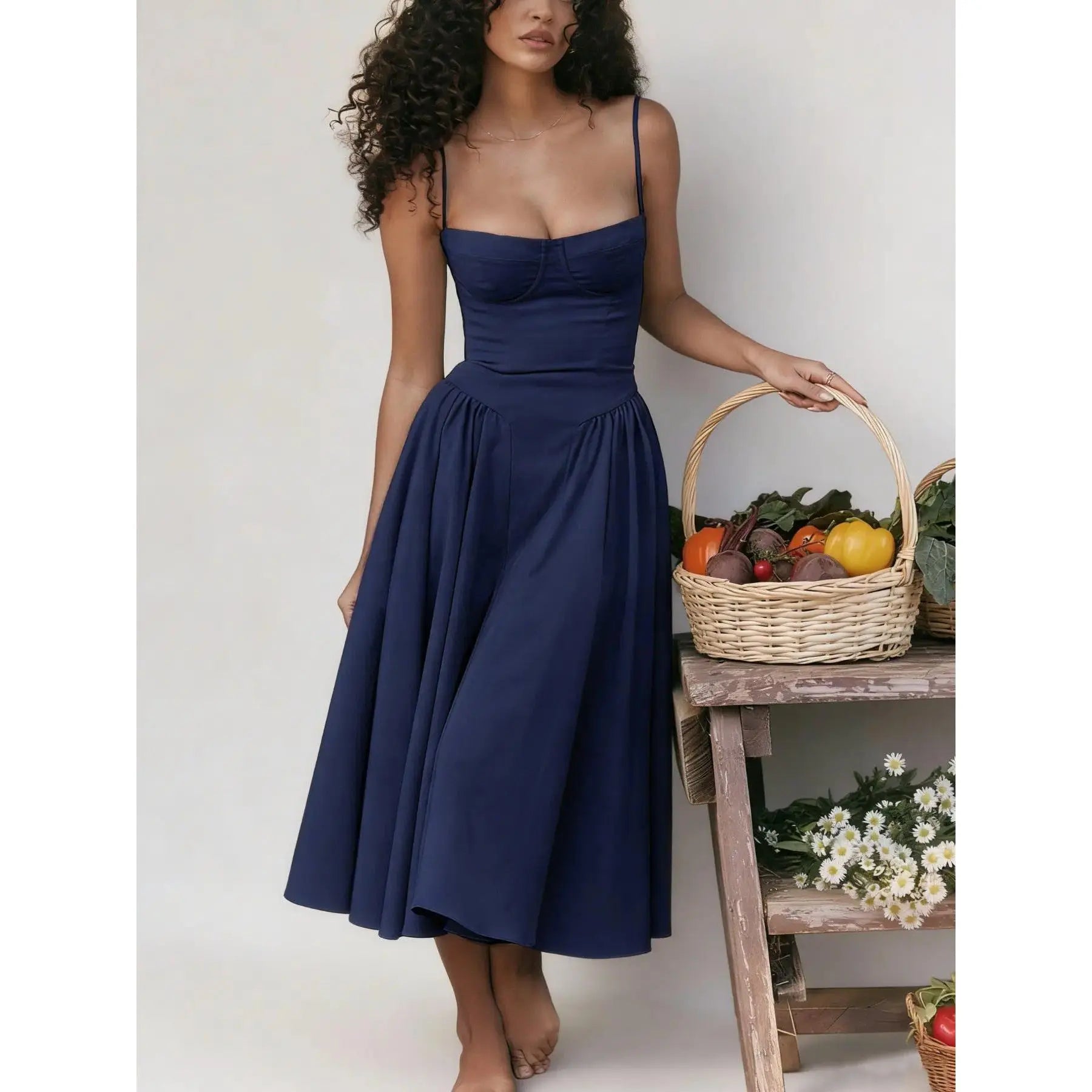 Summer New Dopamine Cute Backless Sleeveless Dress Women’S Backless Summer Dress French Vintage Slim Fit A-Line Dress Date Night Dress, Brunch Outfit, Viral Tiktok Fashion