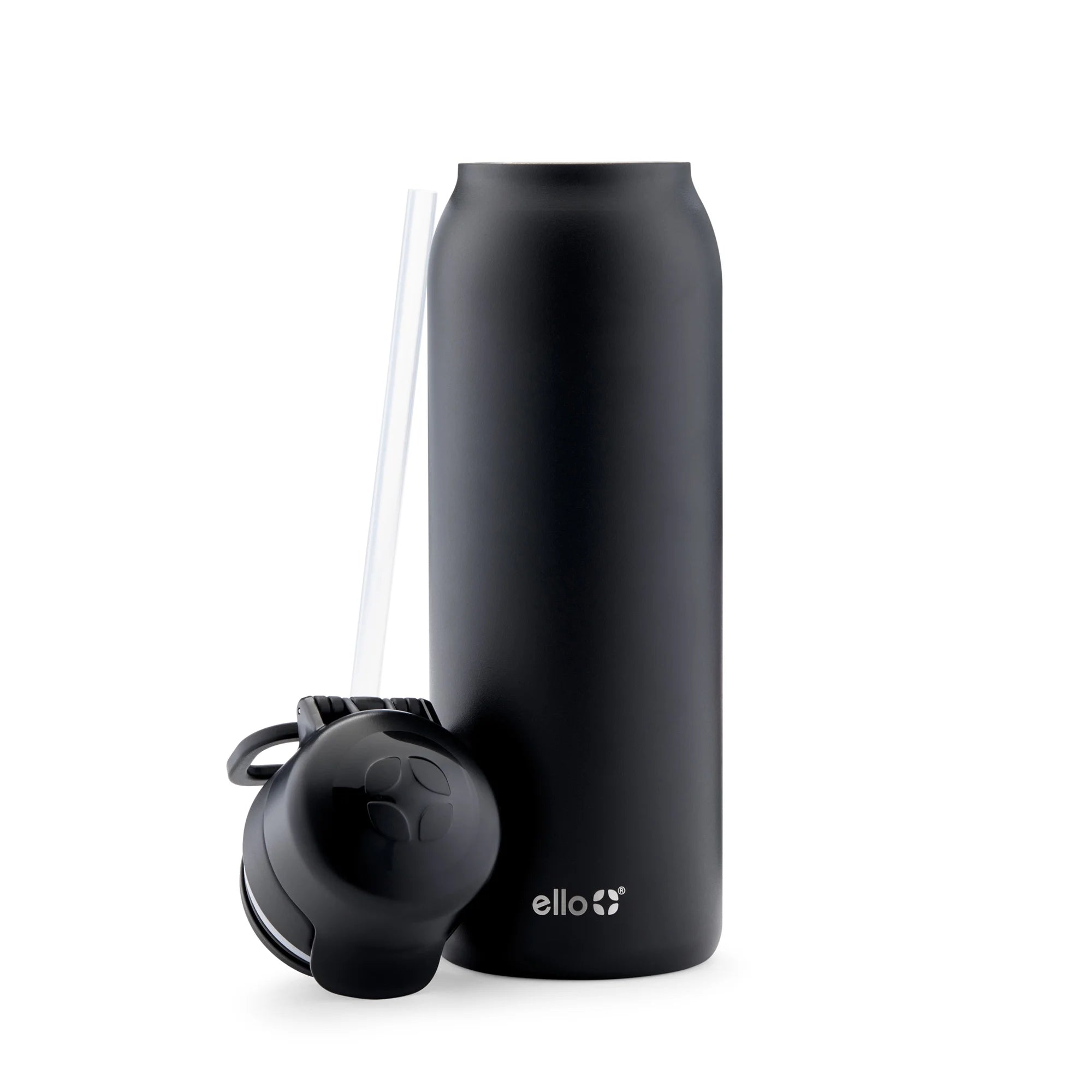 Flip & Fill 32Oz Insulated Stainless Steel Water Bottle, Leak-Proof Straw Lid, Black