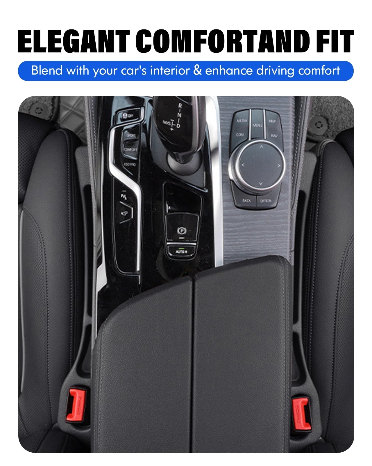 Car Seat Gap Filler, Seat Side Gap Filler with Organizer, 2 In1 Seat Crevice Blocker, Universal Fit Car SUV Truck Fill the Gap between Seat & Console 2 Pack