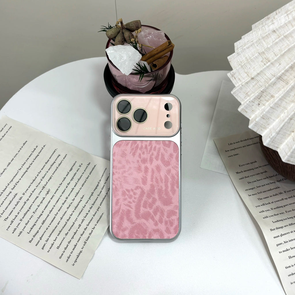 Luxury Leopard Print Large Viewfinder Phonecase for Iphone 17 Pro Max 16 15 14 Pro Max Series, Tpu+Pcdual-Layer Shockproof Protective Cover Withanti-Scratch, Non-Slip & Full Camera Lensprotection, Stylish Orange Faux Suede Texture Outdoorfun