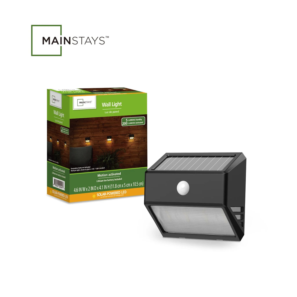 LED Solar Powered Motion Outdoor Security Wall Light, Motion Activated, 200 Lumens