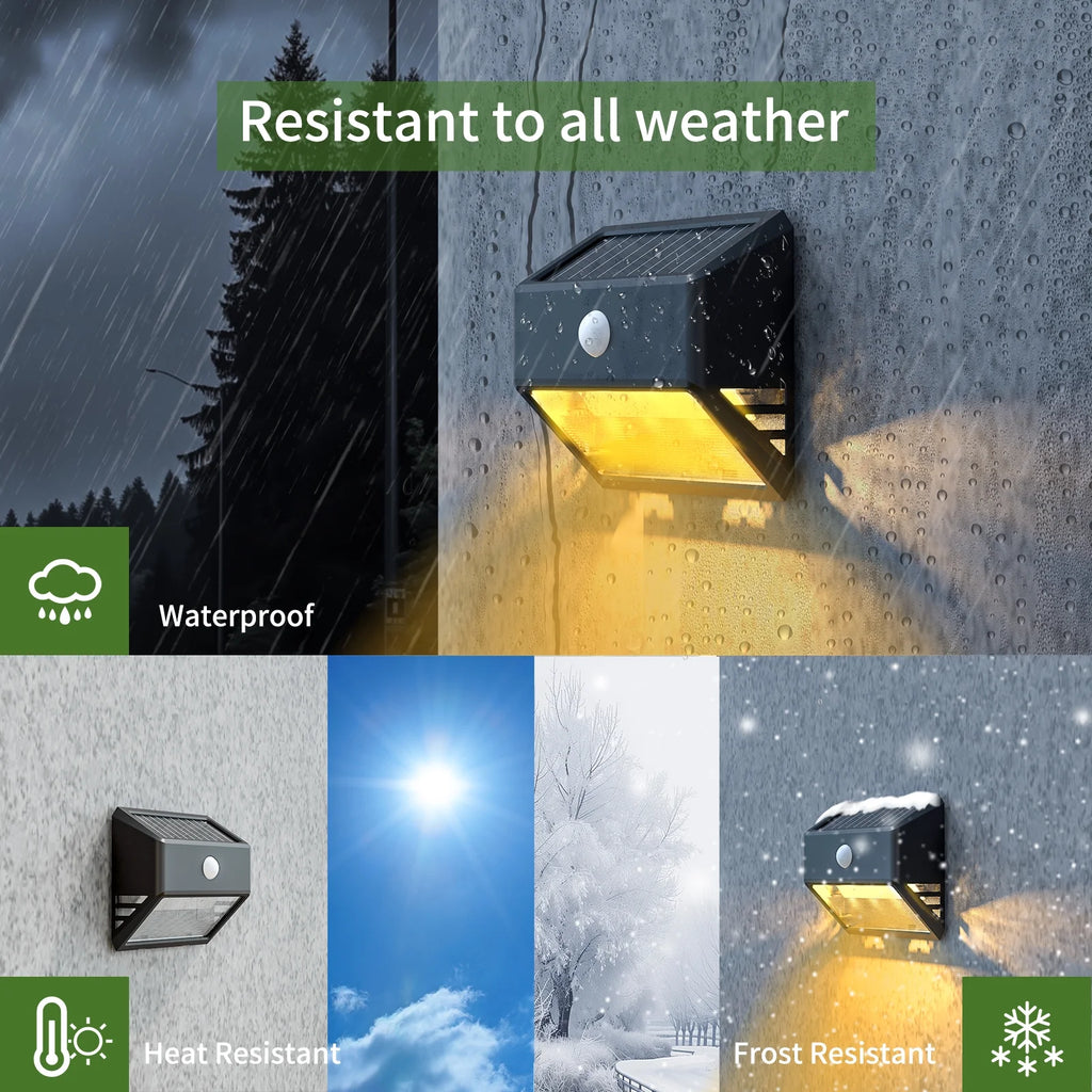 LED Solar Powered Motion Outdoor Security Wall Light, Motion Activated, 200 Lumens
