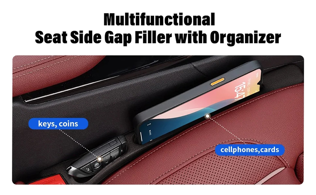 Car Seat Gap Filler, Seat Side Gap Filler with Organizer, 2 In1 Seat Crevice Blocker, Universal Fit Car SUV Truck Fill the Gap between Seat & Console 2 Pack