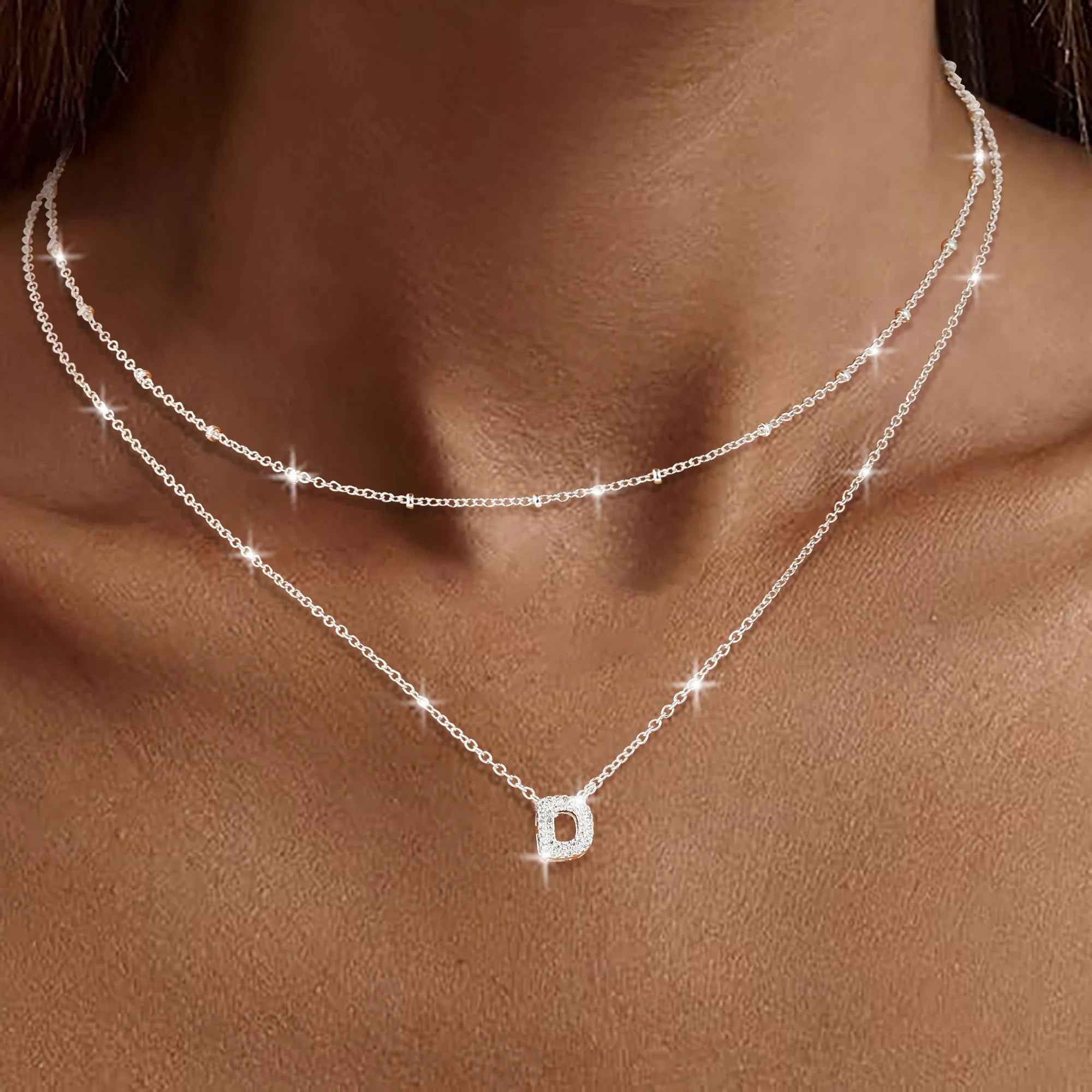 S925 Sterling Silver Plated Initial Necklaces for Women Girls CZ Letter D Necklace Set Birthday Easter Basket Stuffers Jewelry Gifts Teen Her Wife Mom Girlfriend Female Adults Kids Ideas