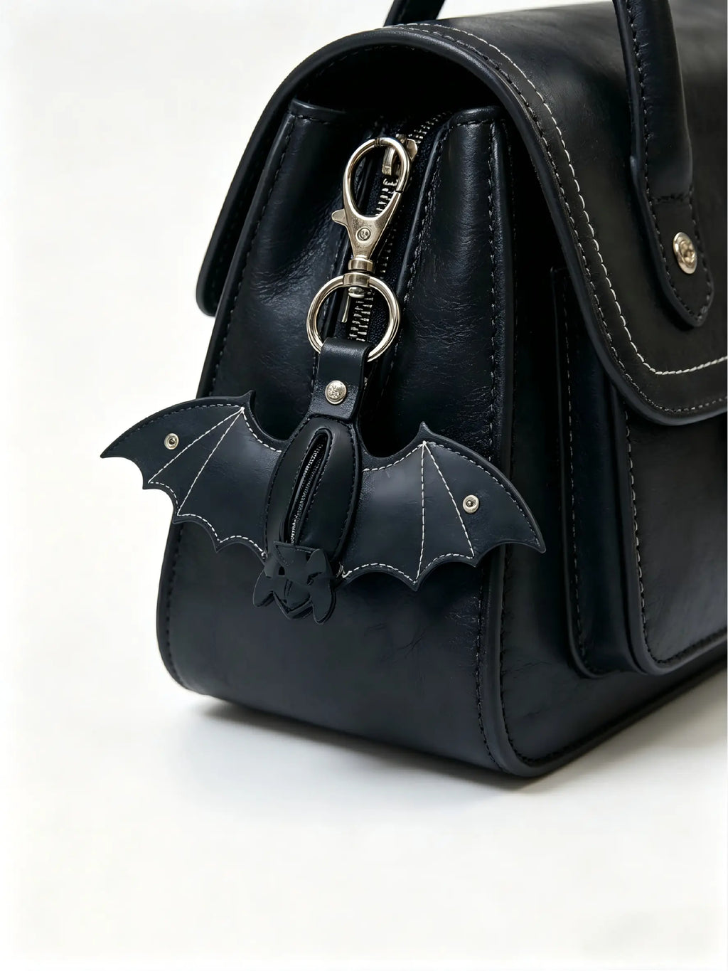 Leather Bat Coin Purse Keychain, Stylish Leather Design, Durable & Functional, Limited Edition Accessory, Perfect Gift Idea for Him Her, Gothic Cross Keychain