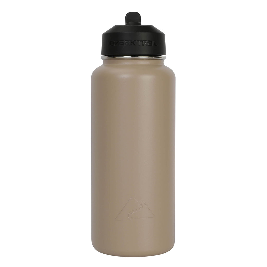 (3 Pack)  32 Oz Stainless Steel Insulated Flip-Straw Water Bottle, Tan