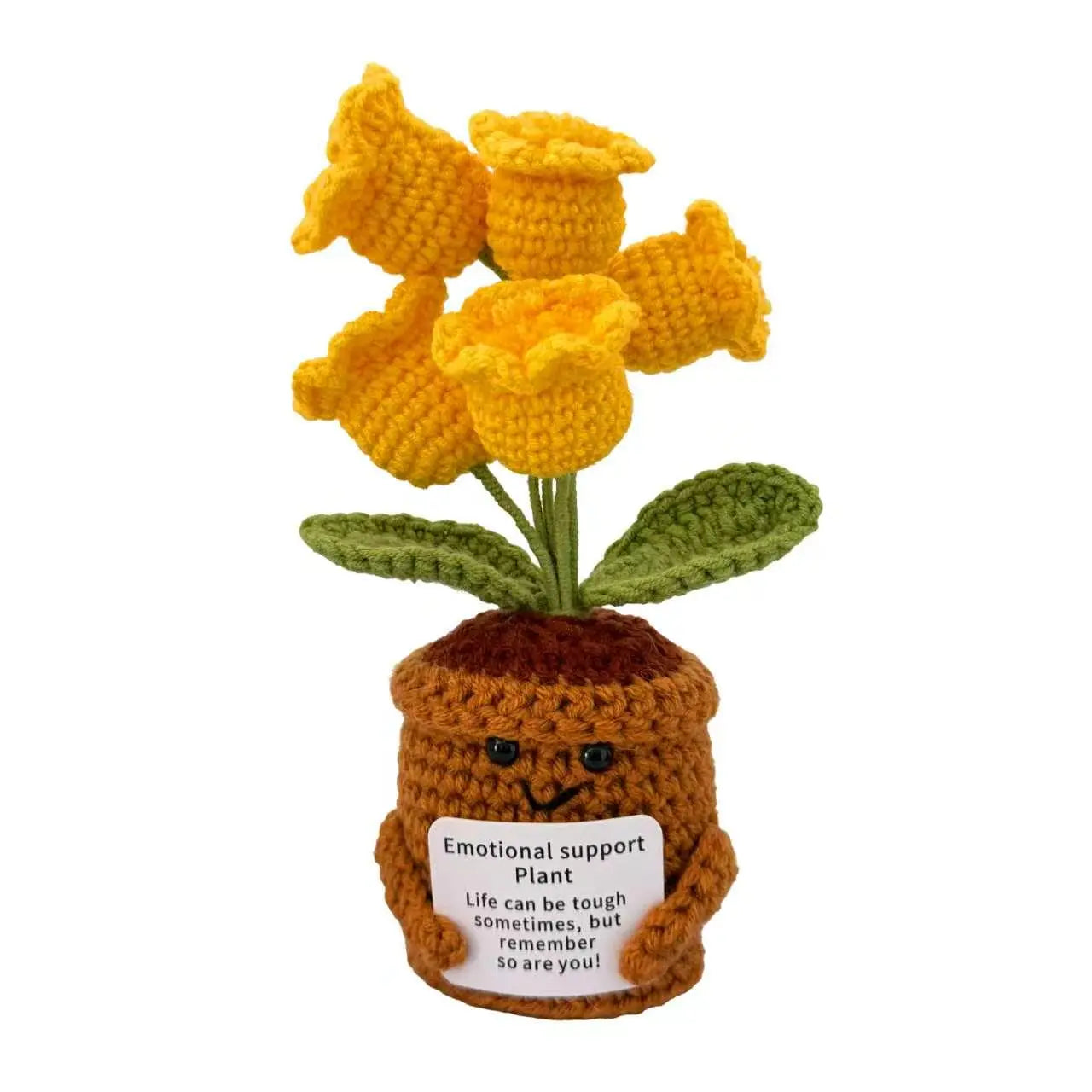 Handmade Crochet Flower Pot - Emotional Support Plant with Heartwarming Message, Decor for Room Decor, Perfect Gift for Loved Ones