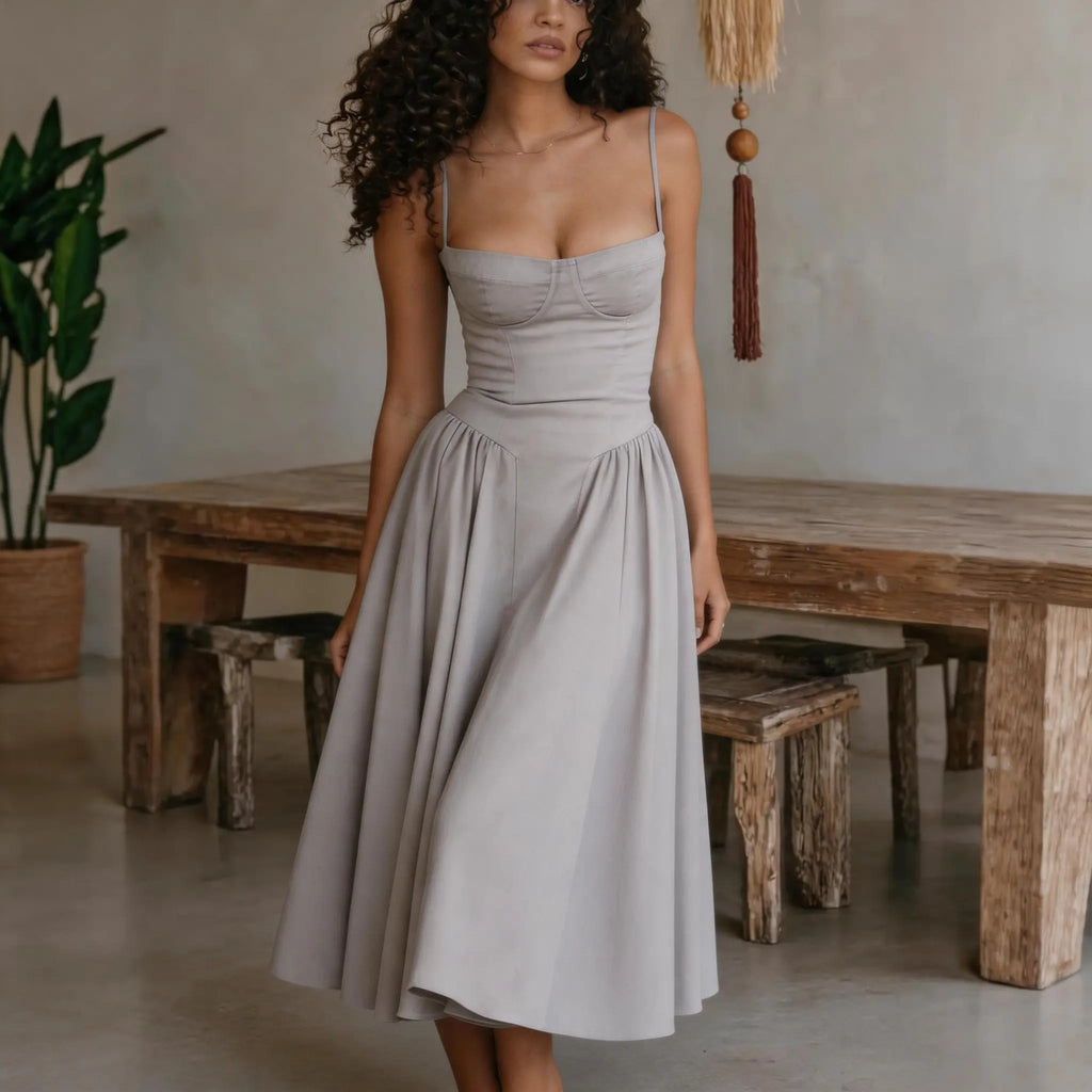 Summer New Dopamine Cute Backless Sleeveless Dress Women’S Backless Summer Dress French Vintage Slim Fit A-Line Dress Date Night Dress, Brunch Outfit, Viral Tiktok Fashion