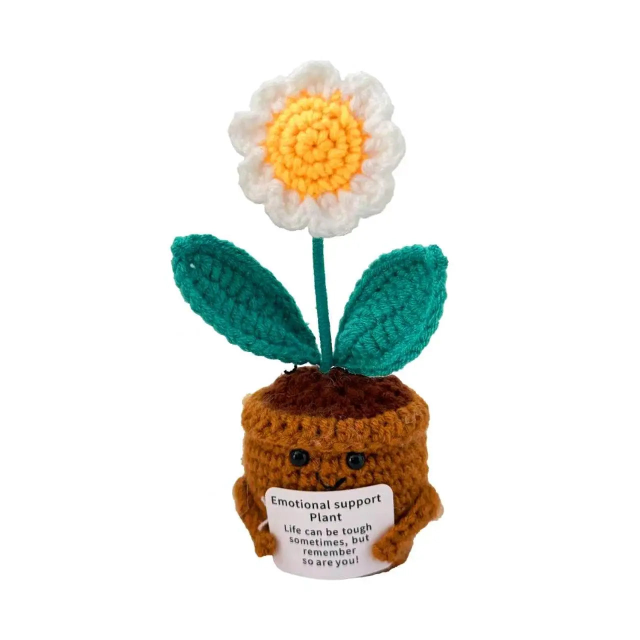 Handmade Crochet Flower Pot - Emotional Support Plant with Heartwarming Message, Decor for Room Decor, Perfect Gift for Loved Ones