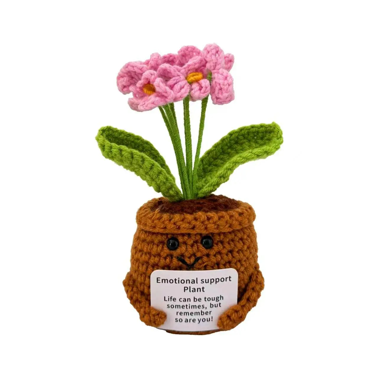 Handmade Crochet Flower Pot - Emotional Support Plant with Heartwarming Message, Decor for Room Decor, Perfect Gift for Loved Ones