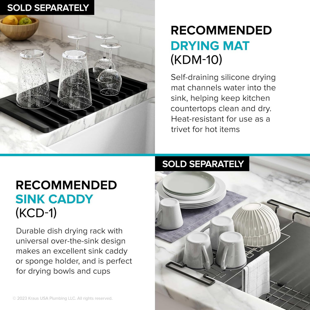 Kore 32-Inch Undermount Workstation 16 Gauge Single Bowl Stainless Steel Kitchen Sink with Accessories, KWU110-32