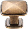 10 Pack Antique Brass Cabinet Knobs Brass Drawer Knobs K02 Square Single Hole Cabinet Pulls for Cabinets Drawer Dresser Cupboard Bedroom Closet Bathroom Vanity
