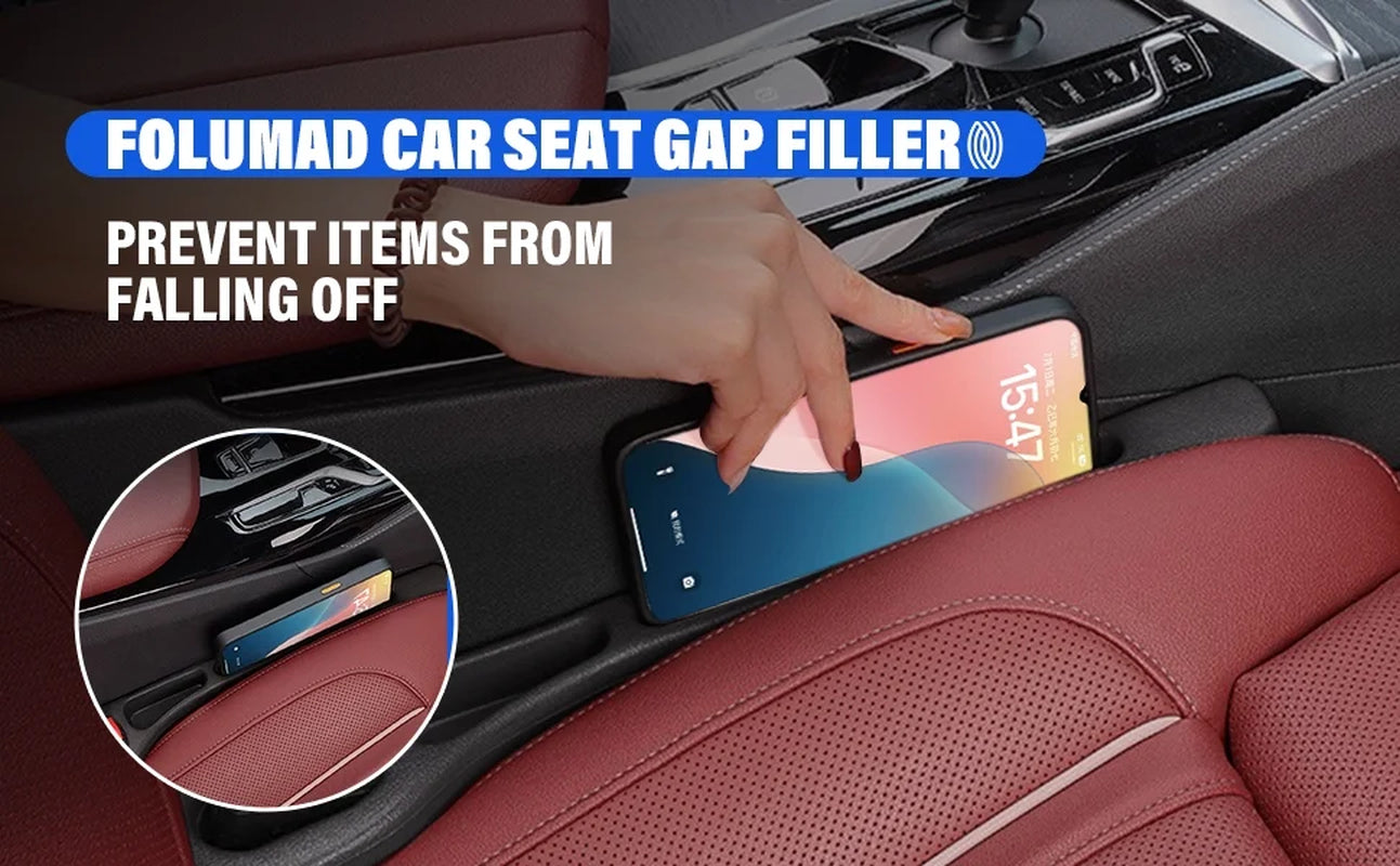 Car Seat Gap Filler, Seat Side Gap Filler with Organizer, 2 In1 Seat Crevice Blocker, Universal Fit Car SUV Truck Fill the Gap between Seat & Console 2 Pack