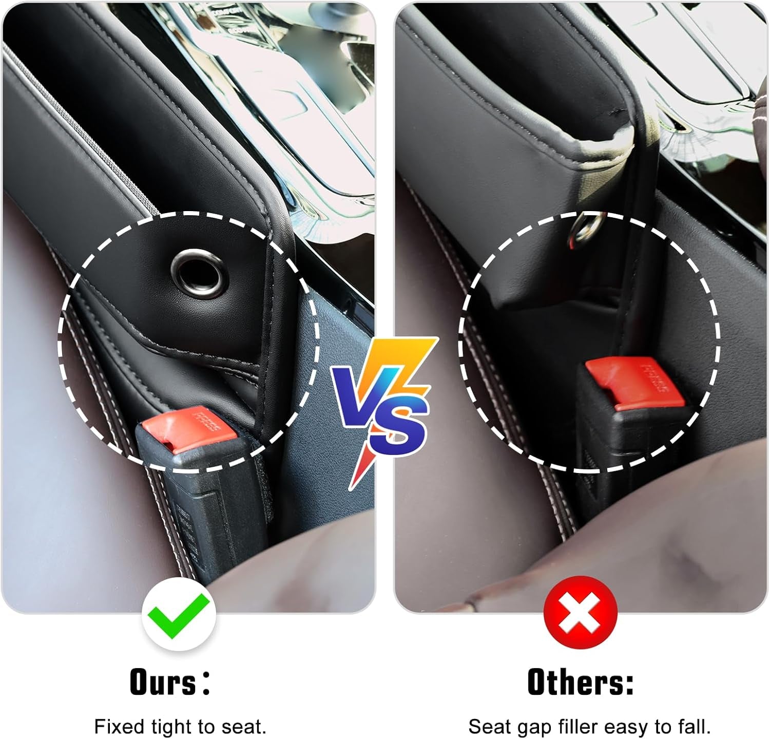 Car Seat Gap Filler, Universal Fit Car Seat Gap Storage Organizer, Premium Faux Leather Front Seats Adjustable Gap Filler, Car Seat Storage Box for Phones, Glasses, Wallets, Key (C 1 Pack)