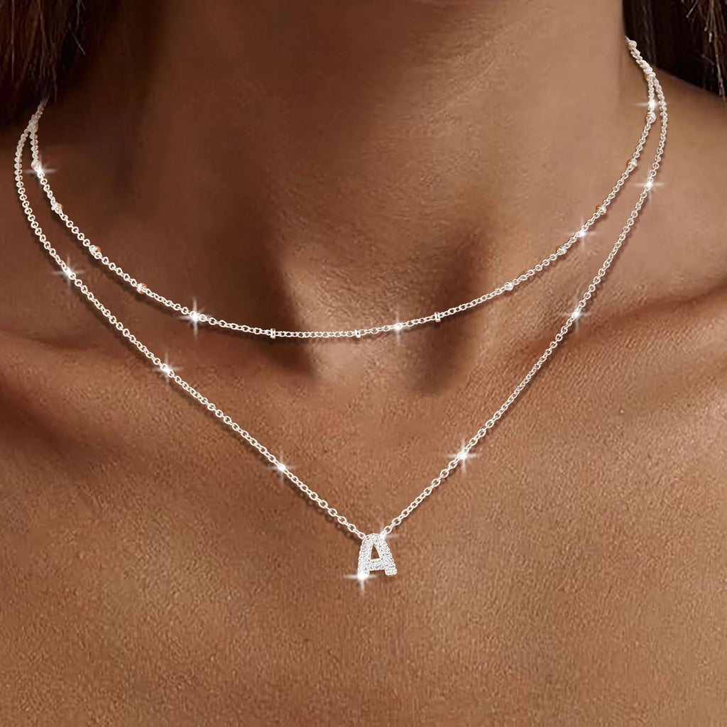 S925 Sterling Silver Plated Initial Necklaces for Women Girls CZ Letter a Necklace Set Birthday Easter Basket Stuffers Jewelry Gifts Teen Her Wife Mom Girlfriend Female Adults Kids Ideas