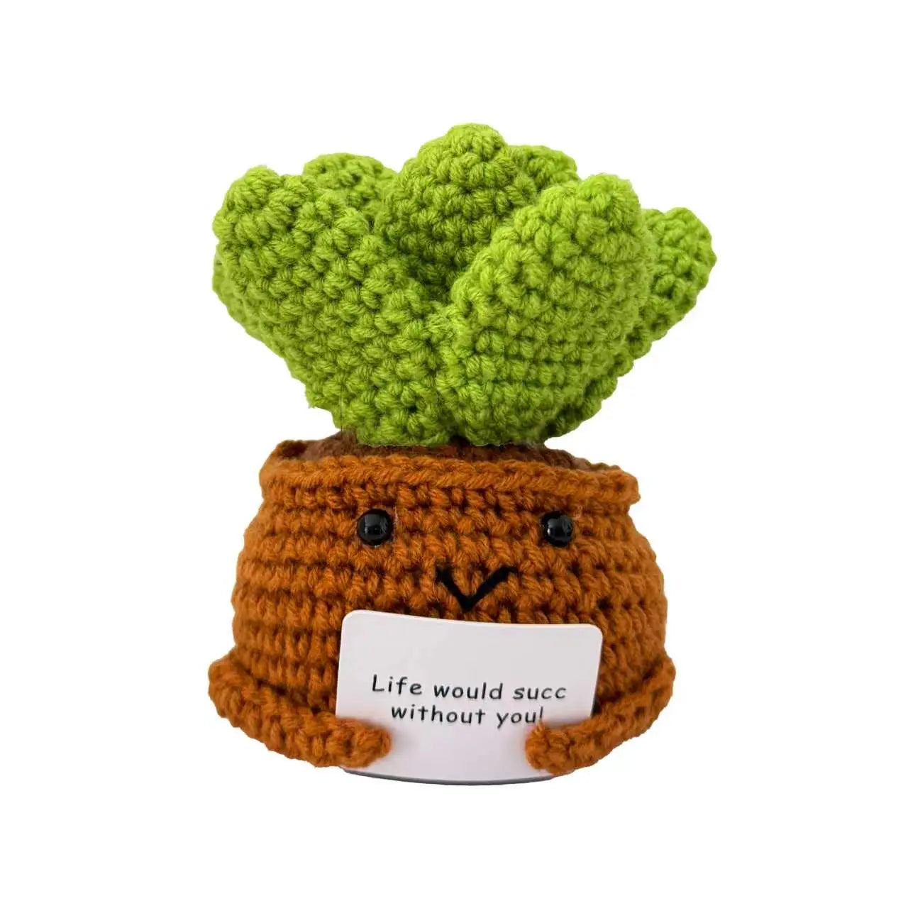 Handmade Crochet Flower Pot - Emotional Support Plant with Heartwarming Message, Decor for Room Decor, Perfect Gift for Loved Ones