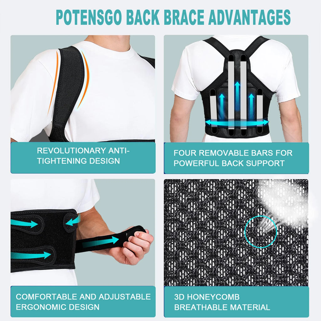 Adjustable Back Brace Posture Corrector for Men and Women, Medium