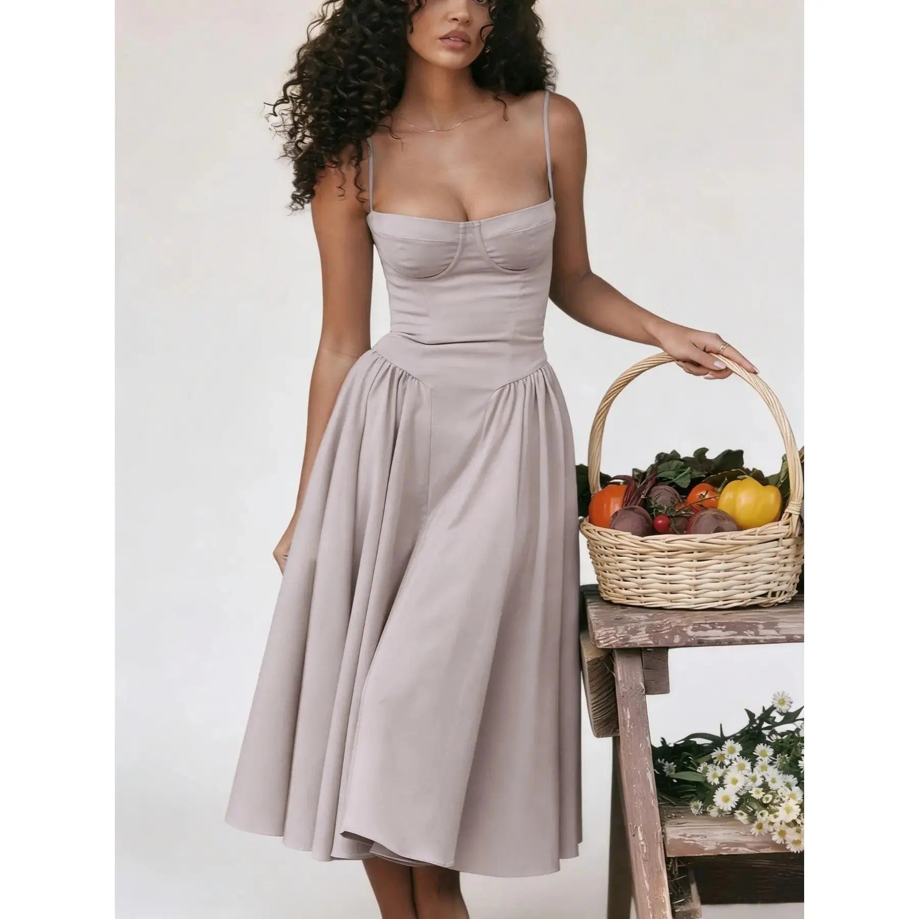 Summer New Dopamine Cute Backless Sleeveless Dress Women’S Backless Summer Dress French Vintage Slim Fit A-Line Dress Date Night Dress, Brunch Outfit, Viral Tiktok Fashion