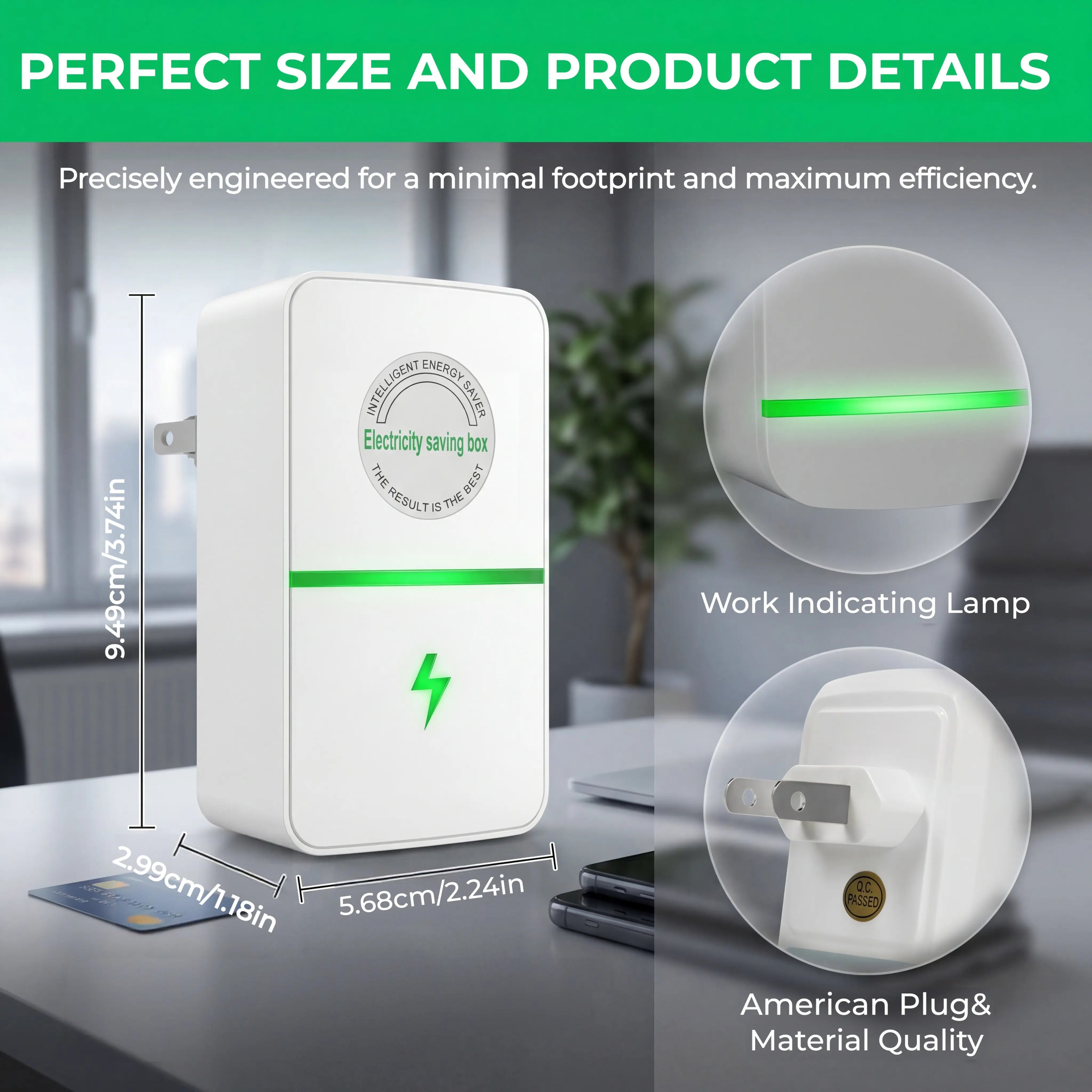 Plug-In Power Box with US Plug 2026 Updated Design, Compatible with 90–250V Input Range Multi Plug Outlet