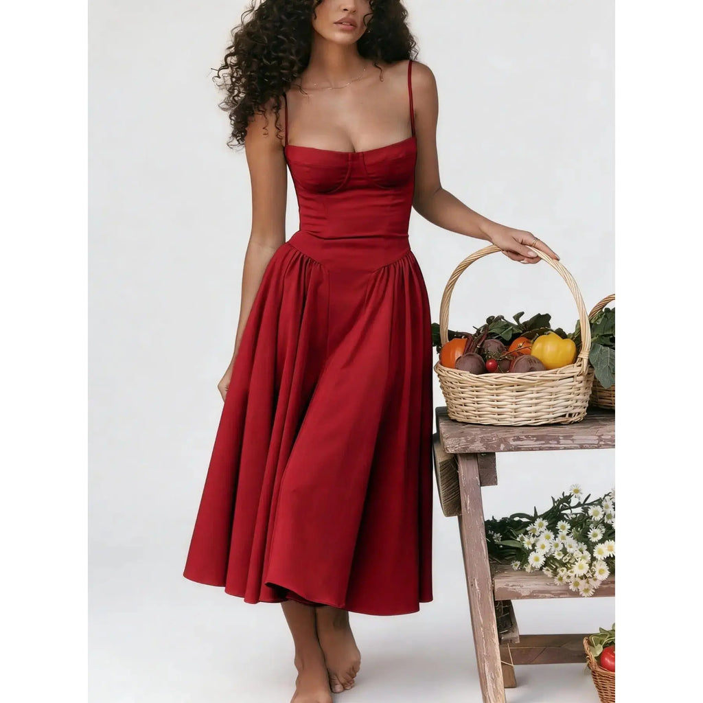 Summer New Dopamine Cute Backless Sleeveless Dress Women’S Backless Summer Dress French Vintage Slim Fit A-Line Dress Date Night Dress, Brunch Outfit, Viral Tiktok Fashion