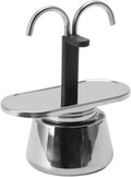 100ml Stainless Steel Mini Moka Pot - Classic Italian Double Tube Espresso Maker for Quick and Easy Stovetop Coffee Preparation for Family and Friends