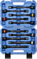 10 Piece 1/2" Drive 8 Inch Length Color-Coded Torque Extension Bar Set, 65 to 150 Ft-Lbs (90 to 200 Nm), Torque Extension Tool Set